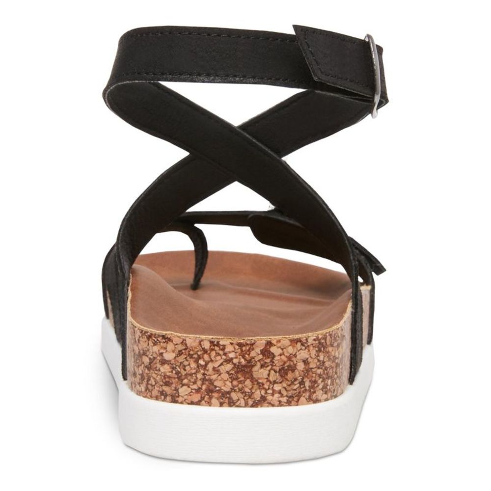 MADDEN GIRL Womens Black 1" Platform Garnett Round Toe Wedge Thong Sandals 7.5 M - Picture 2 of 4